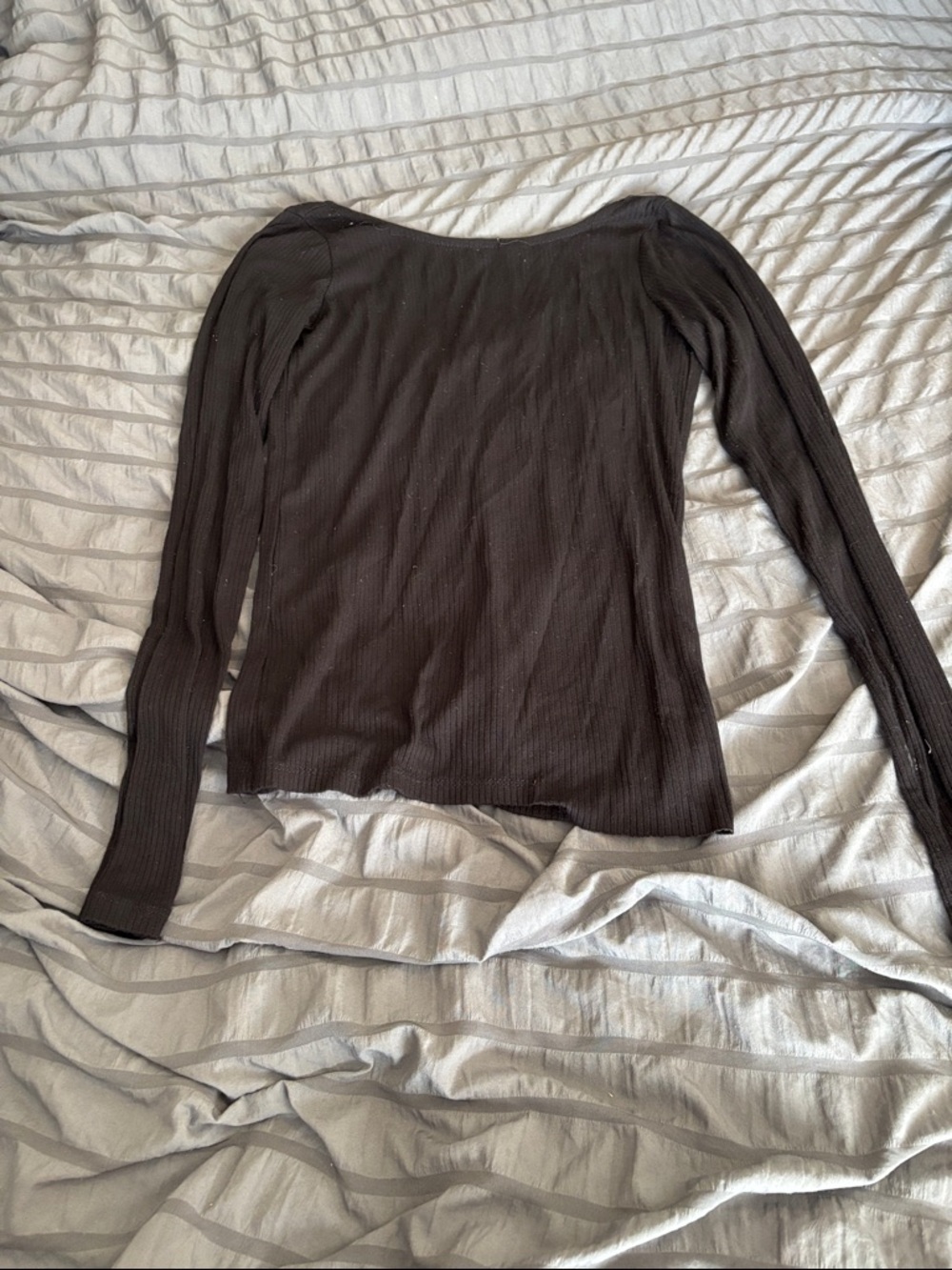 Amazon Women's Long-Sleeve Ribbed Top - Dark Brown